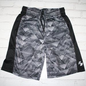 ⚫⚪ Black & Gray Gym Shorts · Size L (Boys)